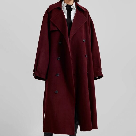 The Frankie Shop Mavis Long Coat in Burgundy - Picture 1 of 11